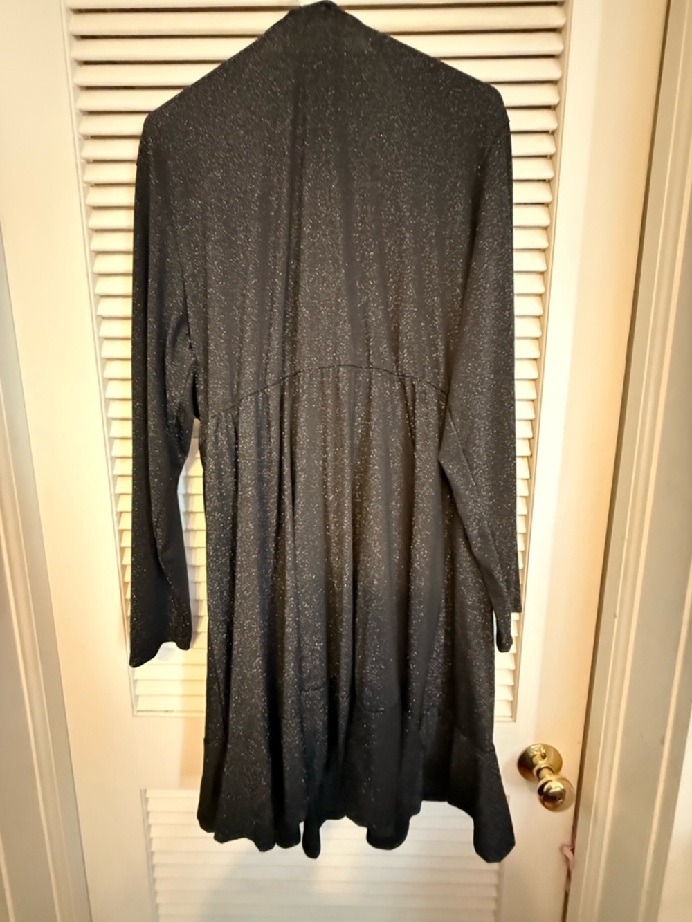 New York & Company Black Sparkle Long-Sleeve Wrap Dress - Picture 3 of 3